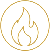 Flame icon for the heart and the HAAAA healing sound
