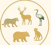 Tiger, deer, crane, bear and ape for the Five Animal Frolics (Wu Qin Xi)
